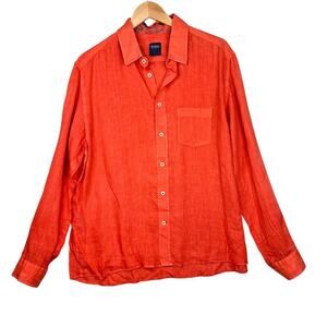 Benson New York Men's Bright size large 100% linen button down collared shirt